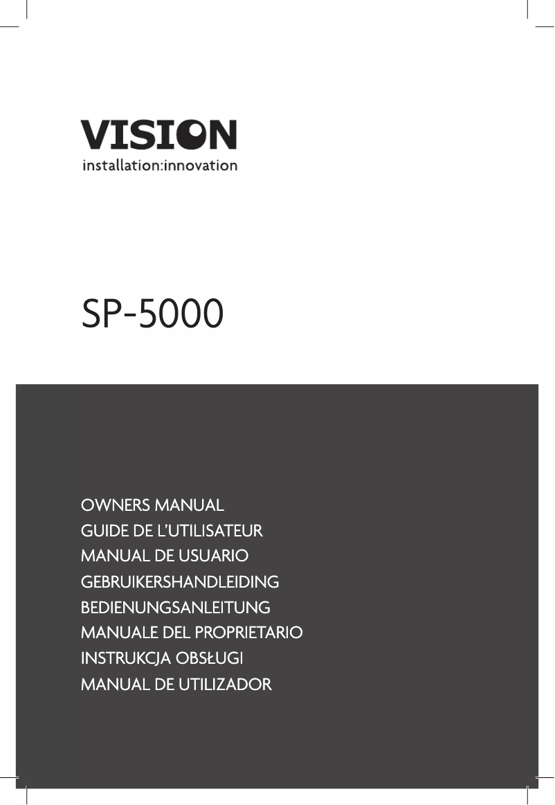 Page n°1 - Manuel utilisateur Vision SP-5000