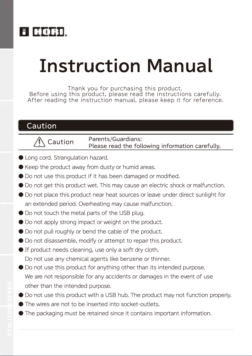 Page 1 de la notice Manuel utilisateur Hori Fighting Commander OCTA