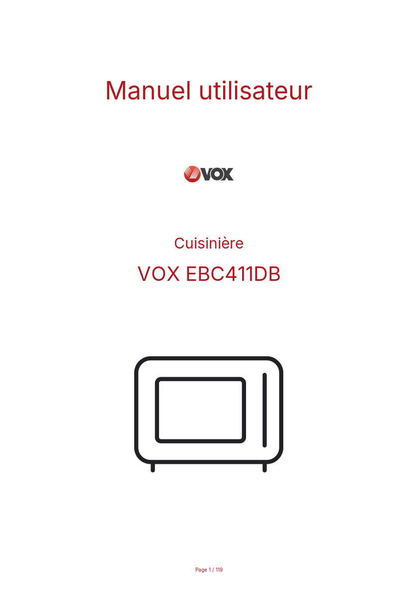 Page n°1 - Manuel utilisateur VOX EBC411DB