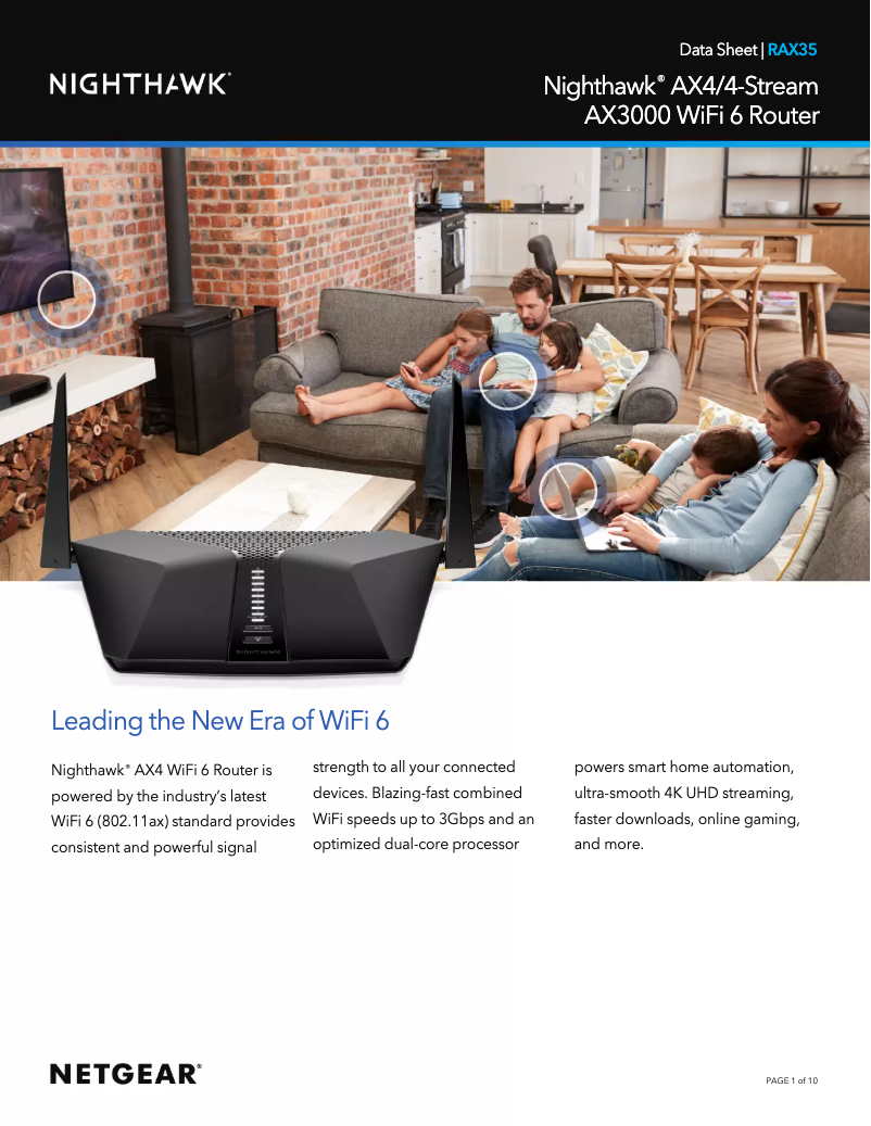 Image de la première page du manuel de l'appareil Nighthawk RAX35