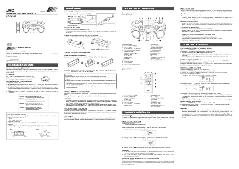 Page 1 de la notice Manuel utilisateur JVC RC-EX26B