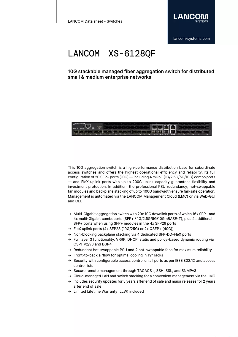 Page n°1 - Fiche technique Lancom XS-6128QF