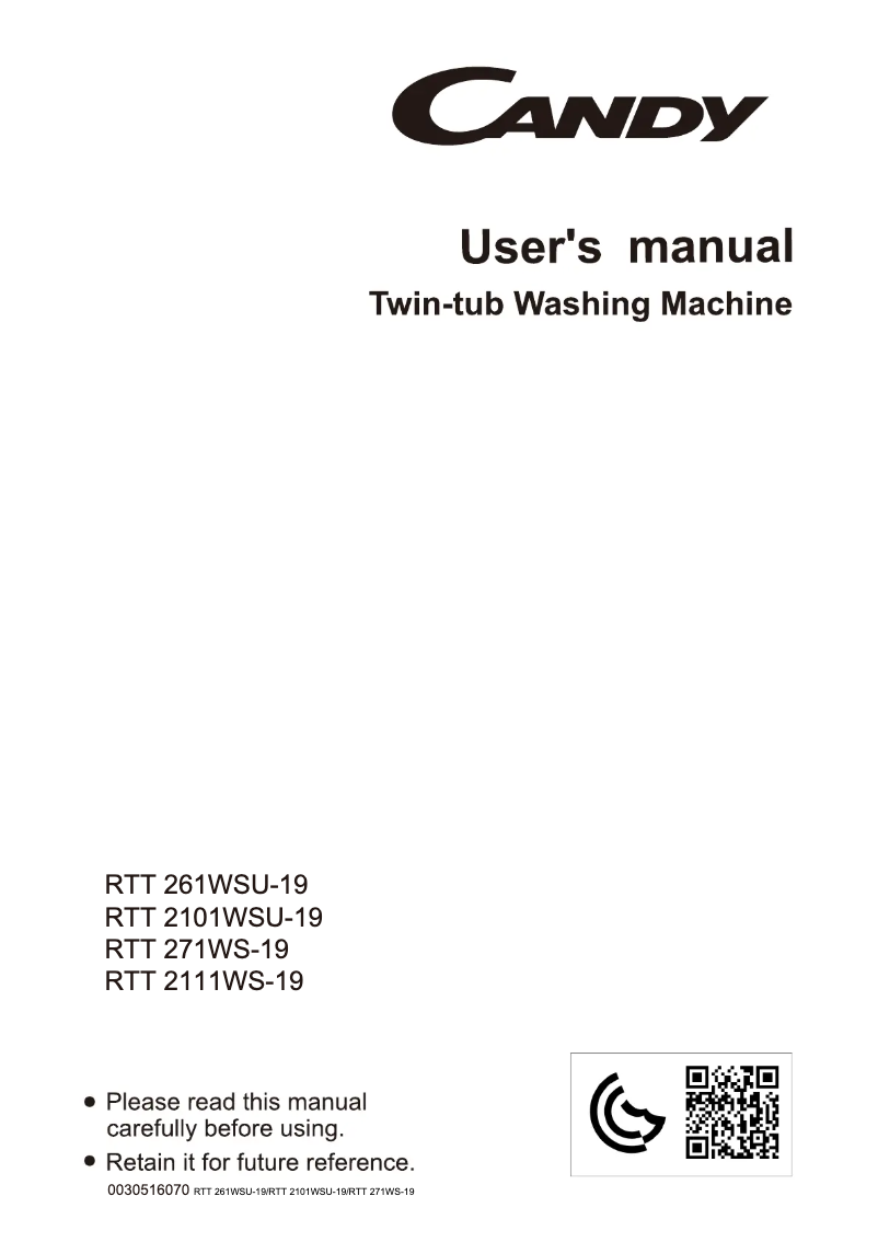 Image de la première page du manuel de l'appareil RTT 271WS-19