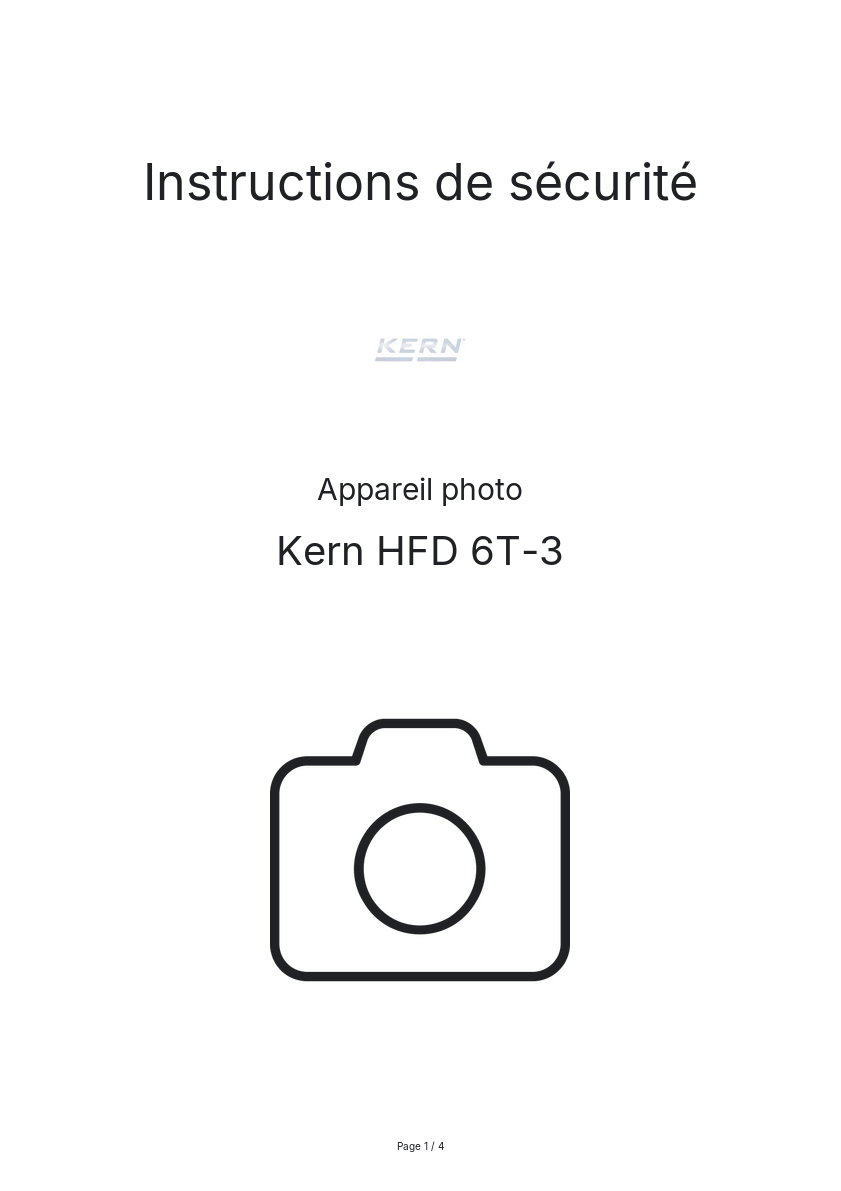 Image de la première page du manuel de l'appareil HFD 6T-3