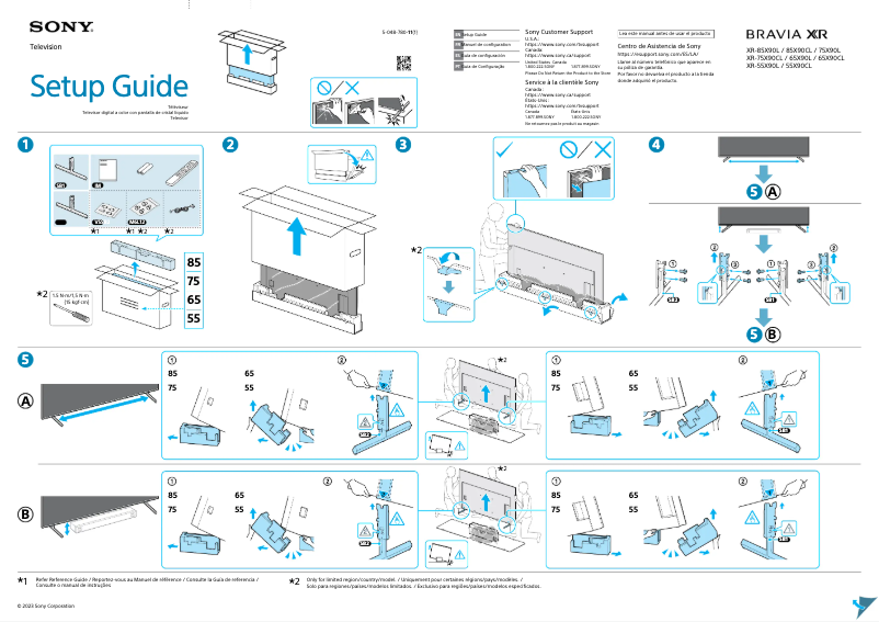 Page n°1 - Guide d'installation Sony XR-85X90L