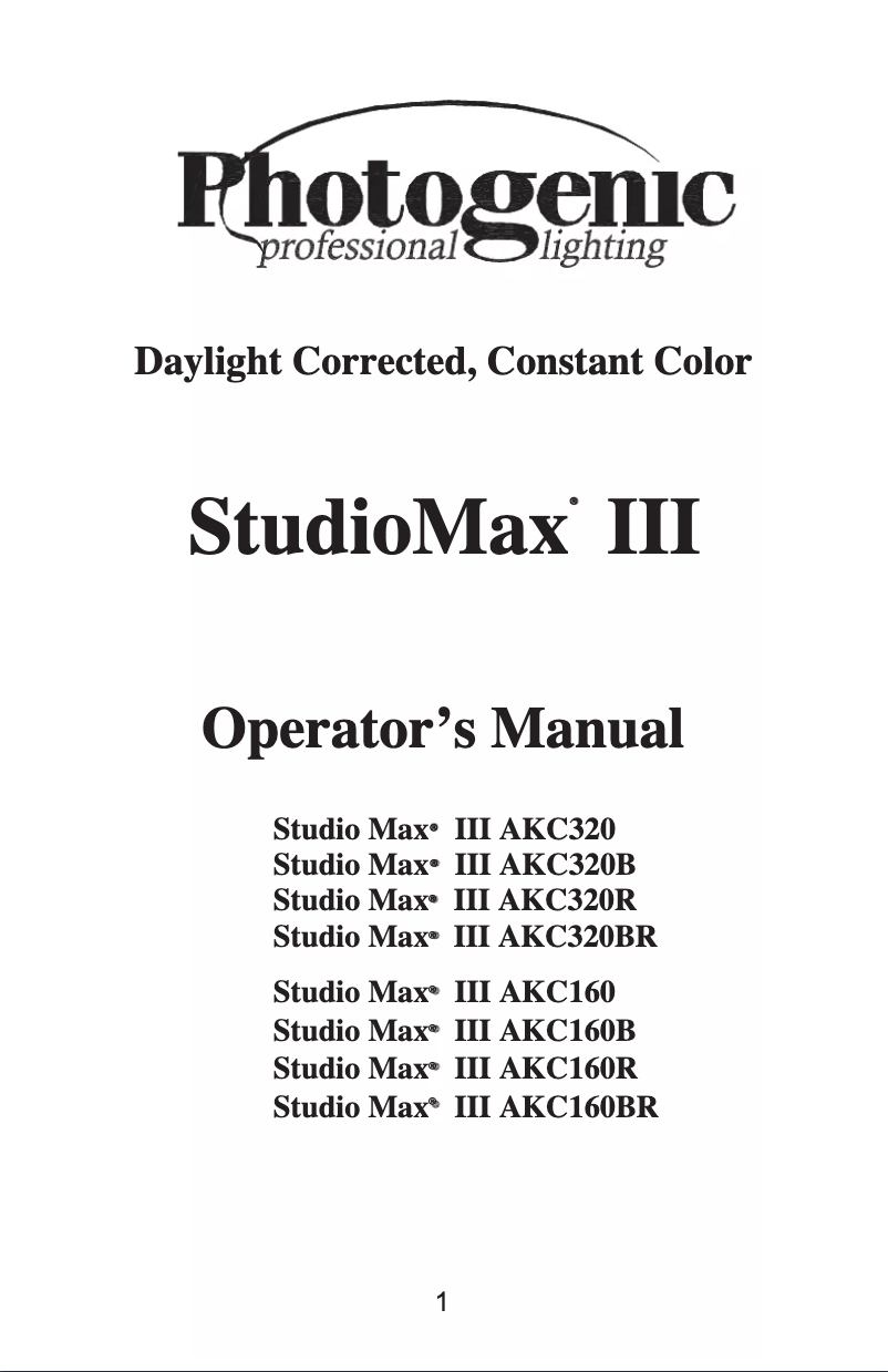 Image de la première page du manuel de l'appareil StudioMax III AKC160