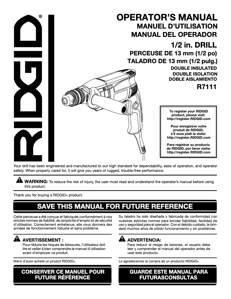 Página 1 del manual Manual de usuario Ridgid R7111