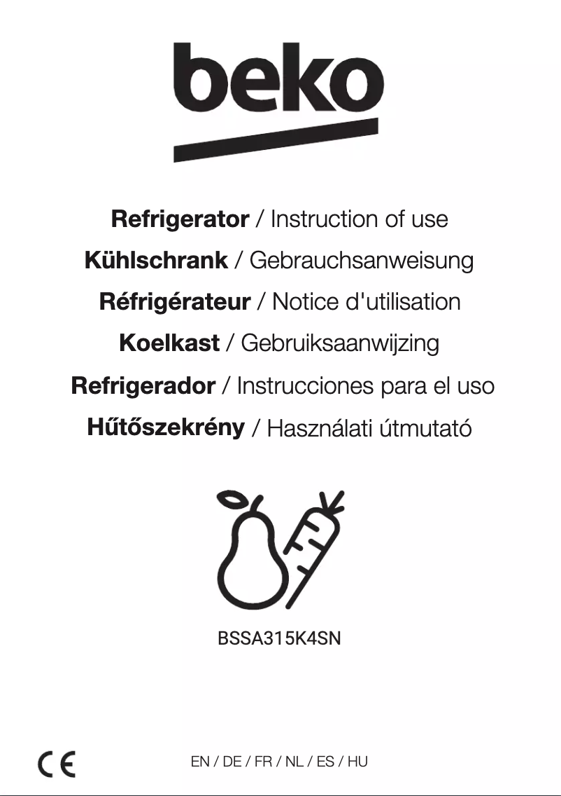 Page 1 de la notice Manuel utilisateur Beko BSSA315K4SN