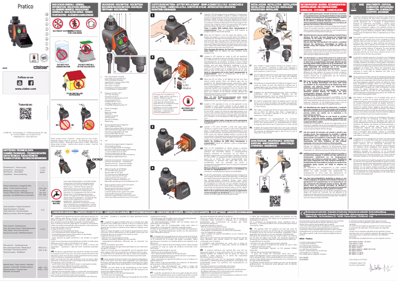 Page n°1 - Manuel utilisateur Claber Aquauno Pratico 8425