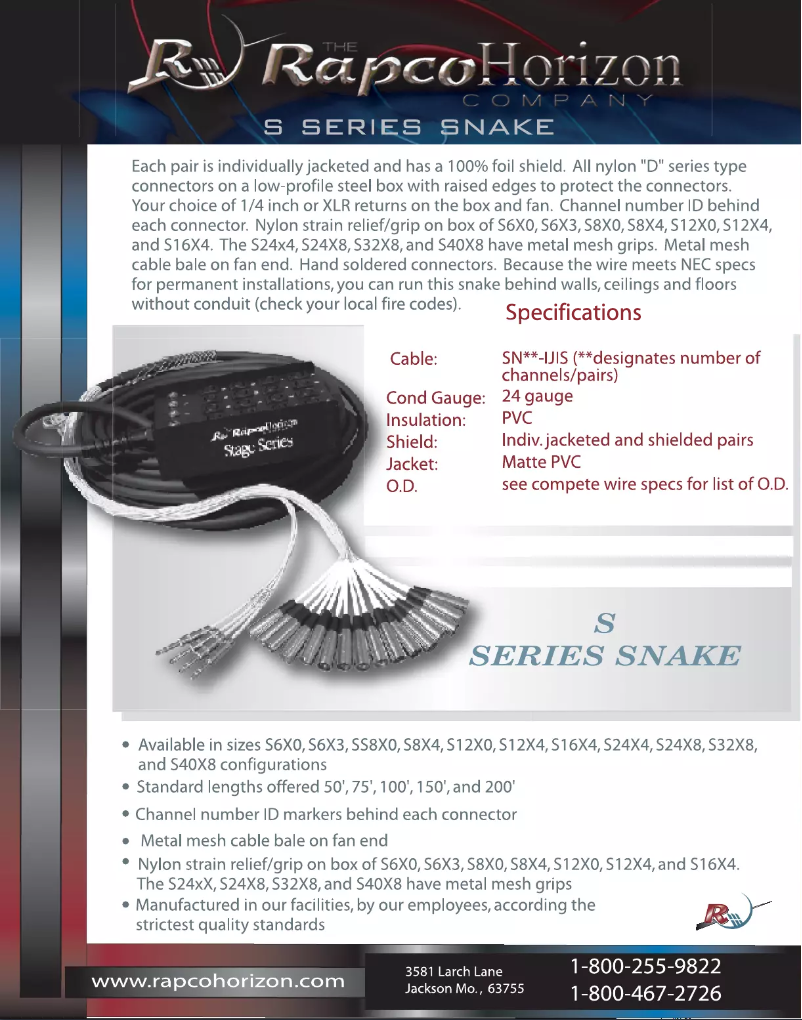 Image de la première page du manuel de l'appareil S Series Snake S16X4