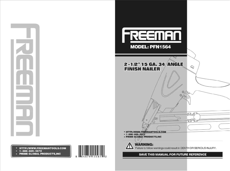 Page 1 de la notice Manuel utilisateur Freeman PFN1564