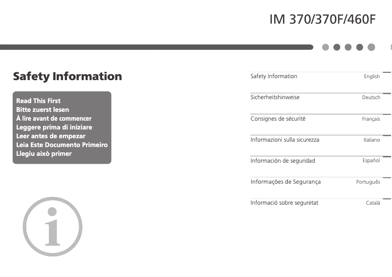Image de la première page du manuel de l'appareil IM 460F