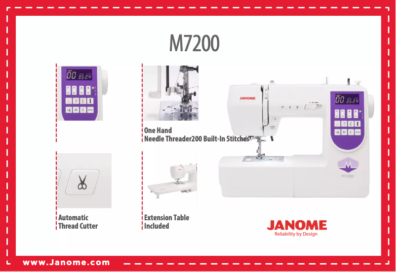 Page 1 de la notice Fiche technique Janome M7200