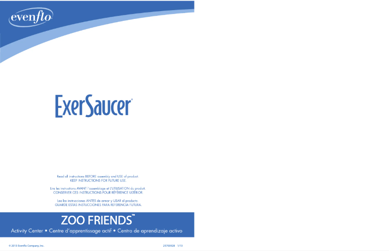 Page 1 de la notice Manuel utilisateur Exersaucer Zoo Friends