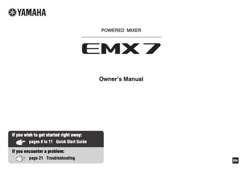 Página 1 del manual Manual de usuario Yamaha EMX7