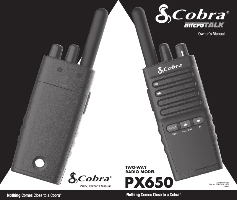 Page n°1 - Manuel utilisateur Cobra PX650