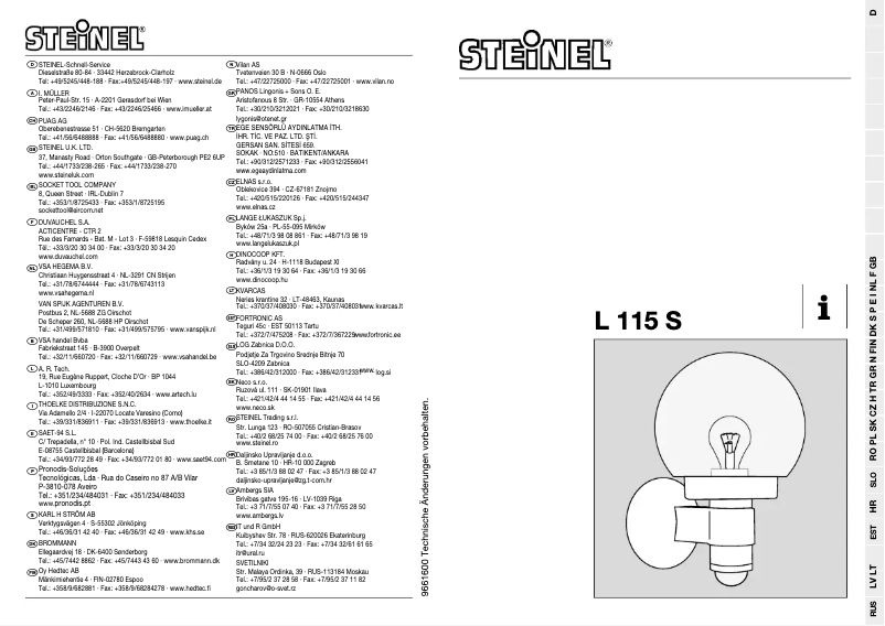 Page 1 de la notice Manuel utilisateur Steinel L115S