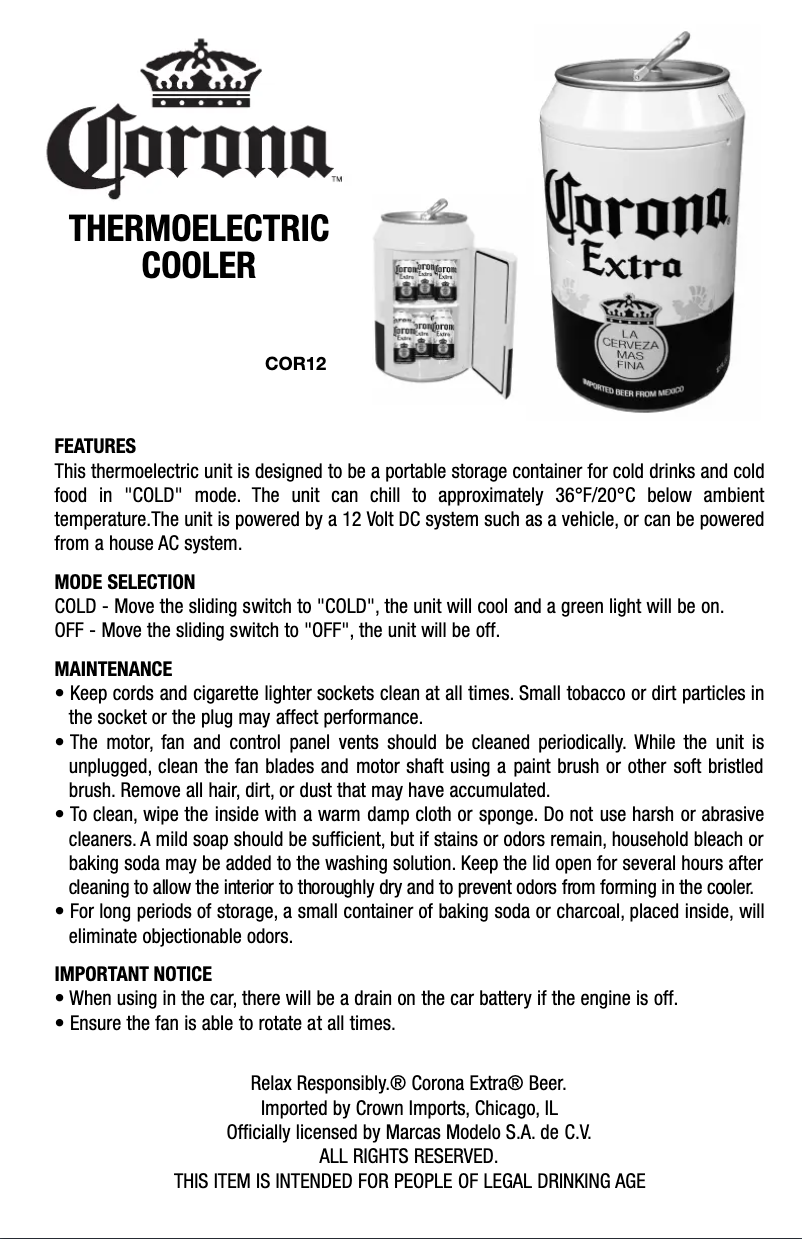 Image de la première page du manuel de l'appareil COR12