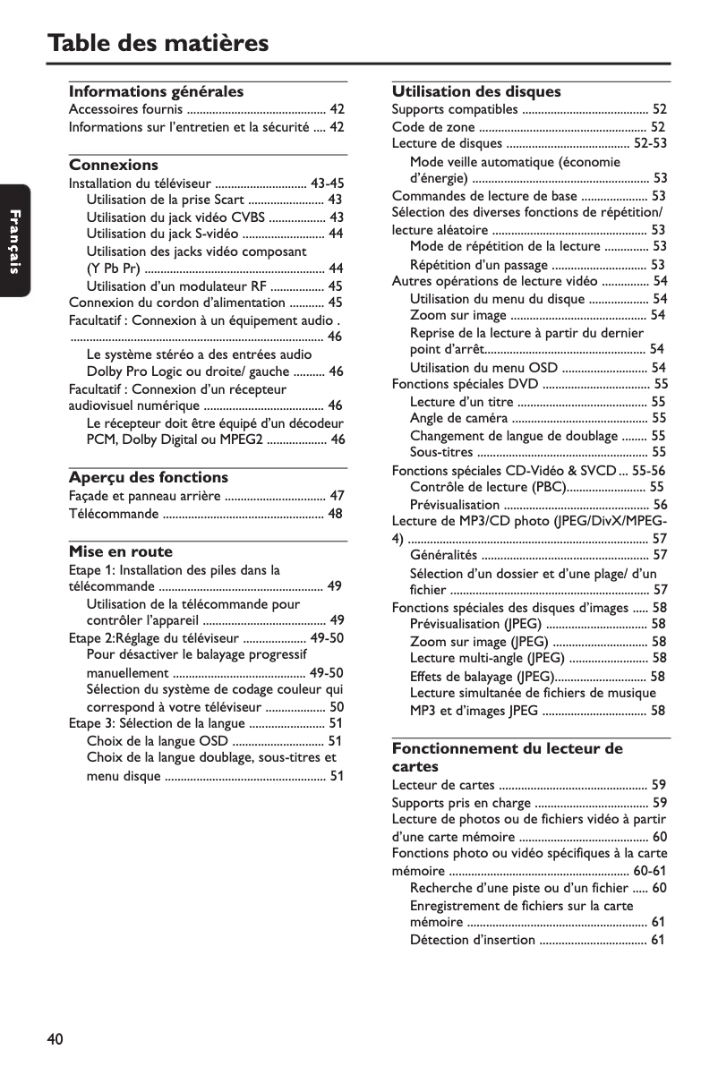 Page 1 de la notice Manuel utilisateur Philips DVP3882