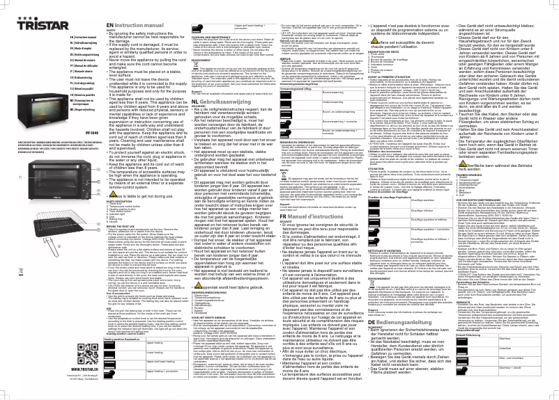 Page 1 de la notice Manuel utilisateur TriStar OV-3640