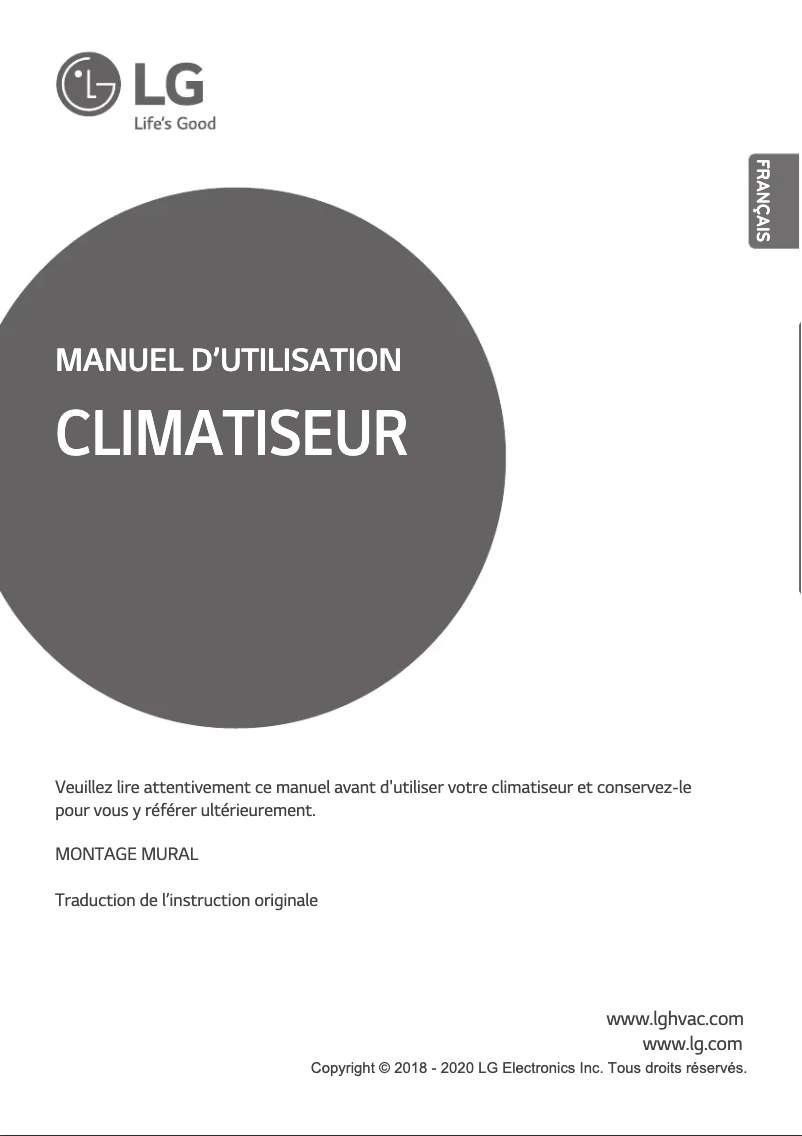 Page 1 de la notice Manuel utilisateur LG ARNU093SJA4