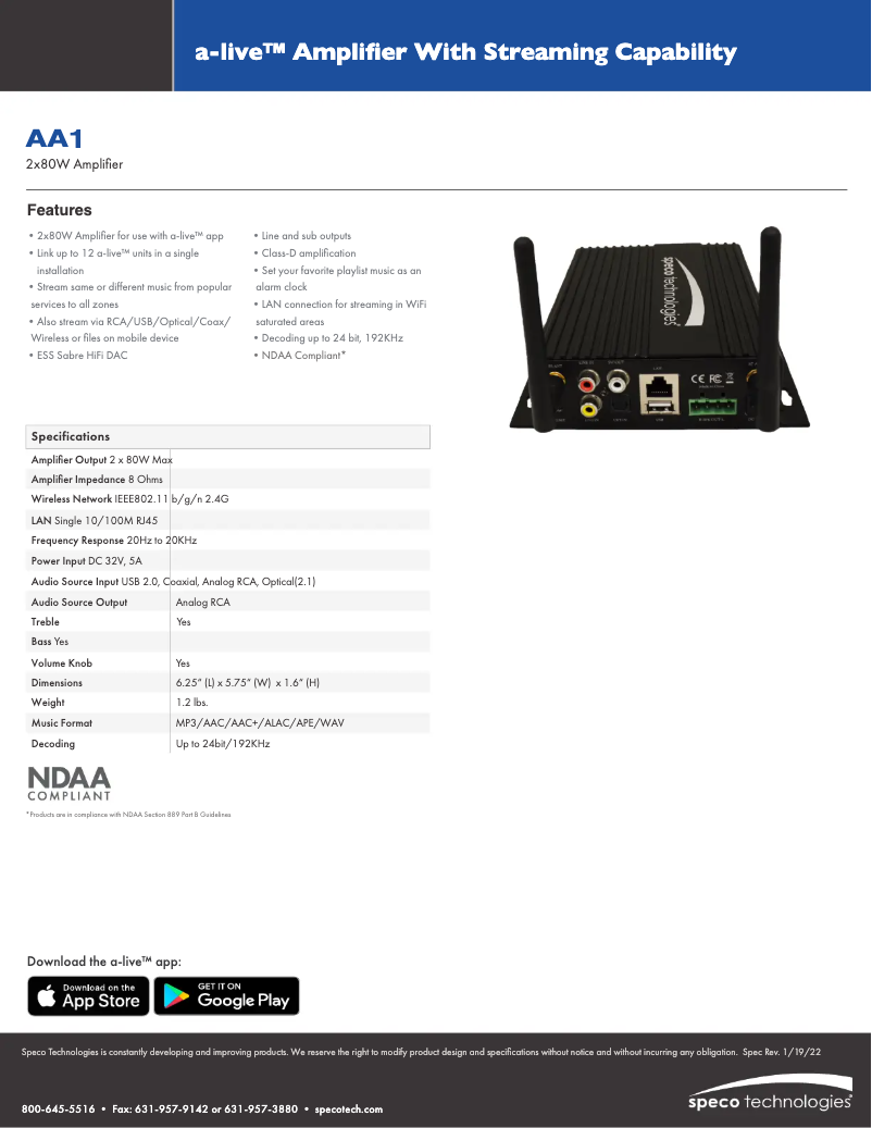 Image de la première page du manuel de l'appareil AA1