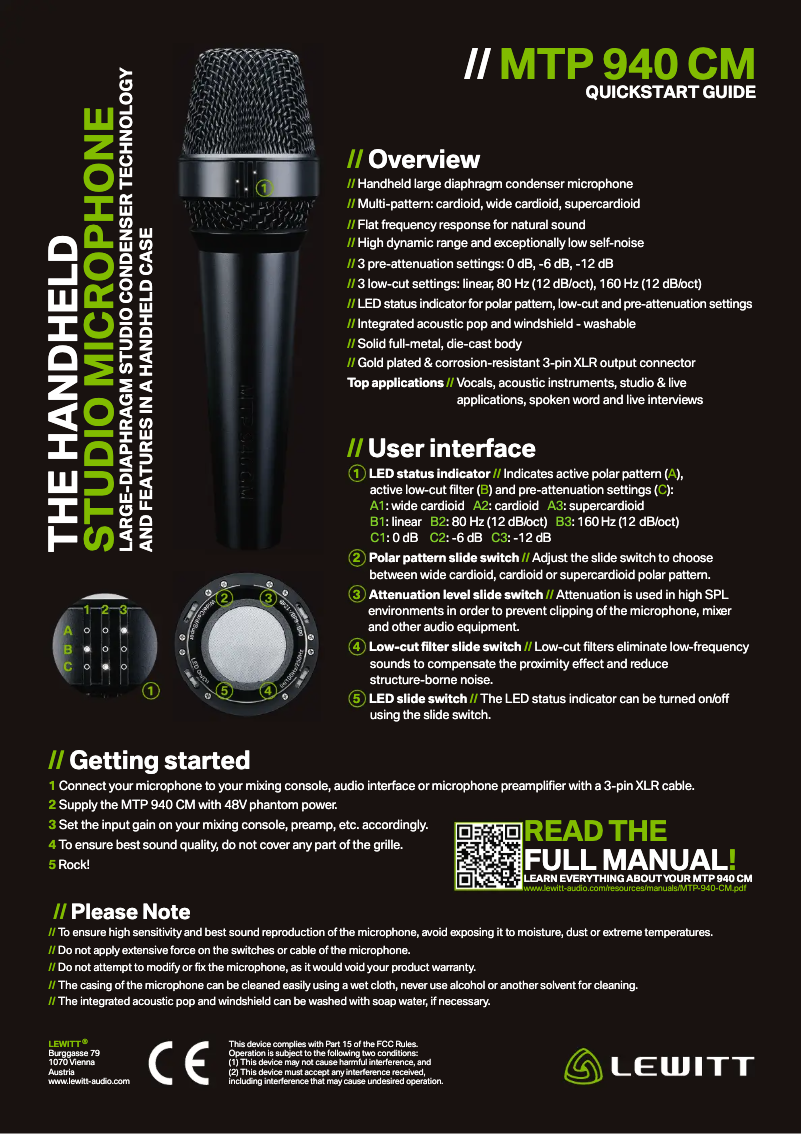 Página 1 del manual Manual de usuario Lewitt MTP 940 CM