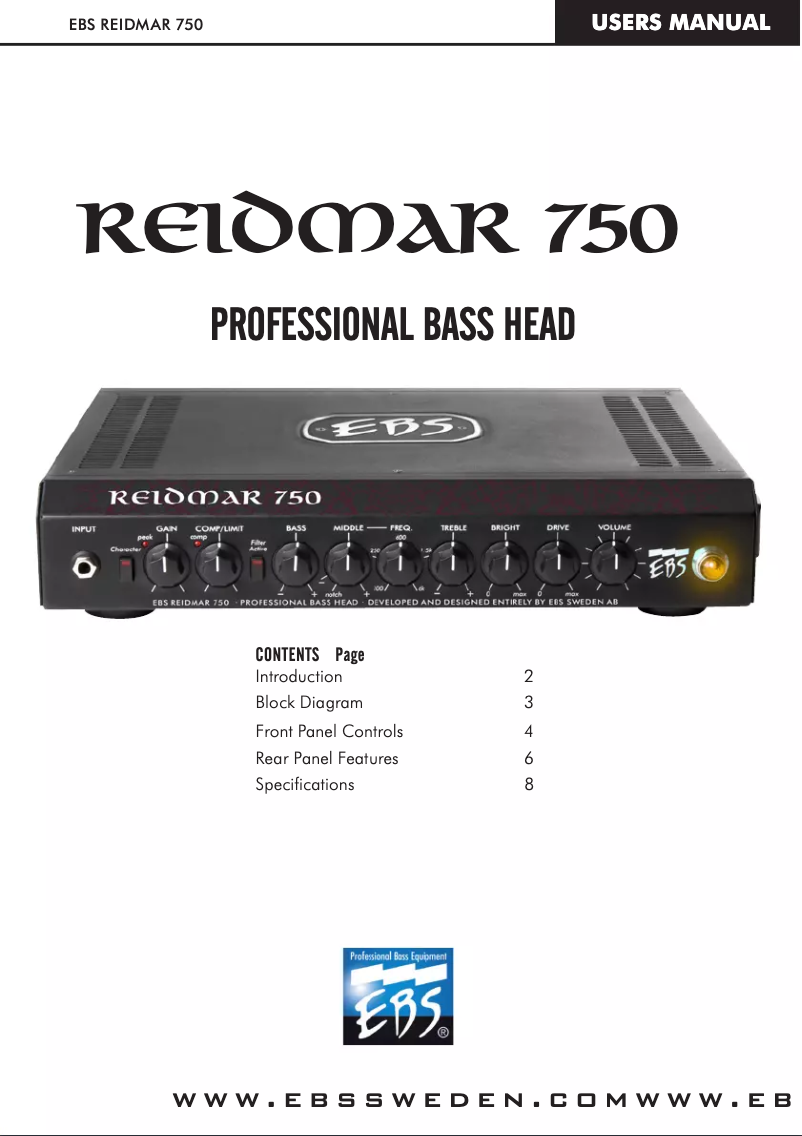 Page n°1 - Manuel utilisateur EBS Reidmar 750