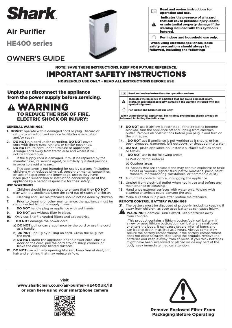 Image de la première page du manuel de l'appareil HE400