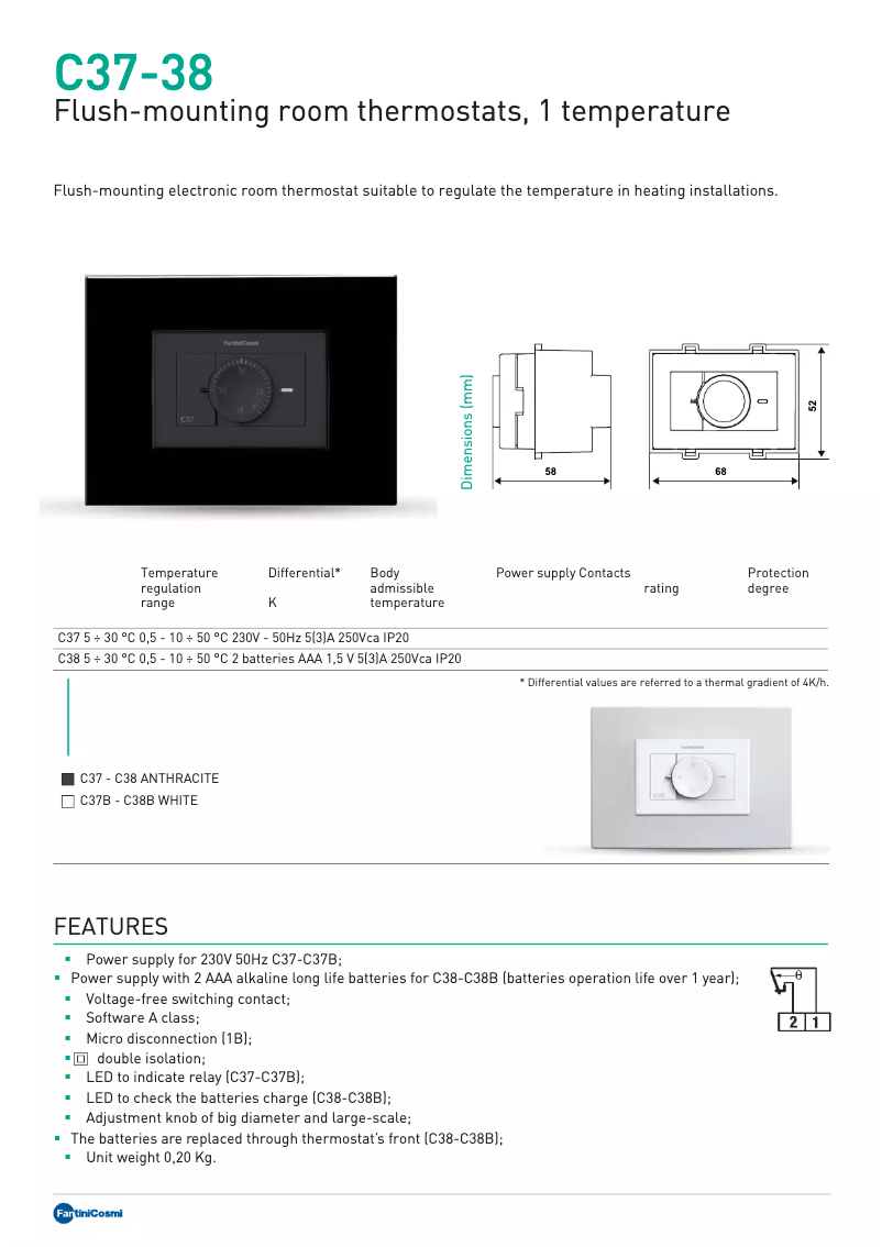 Page 1 de la notice Manuel utilisateur Fantini Cosmi C38