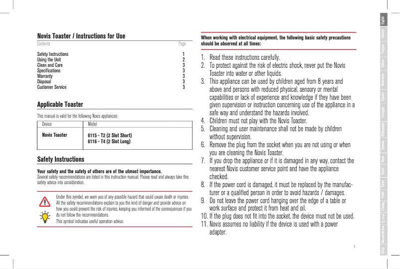 Página 1 del manual Manual de usuario Novis T4