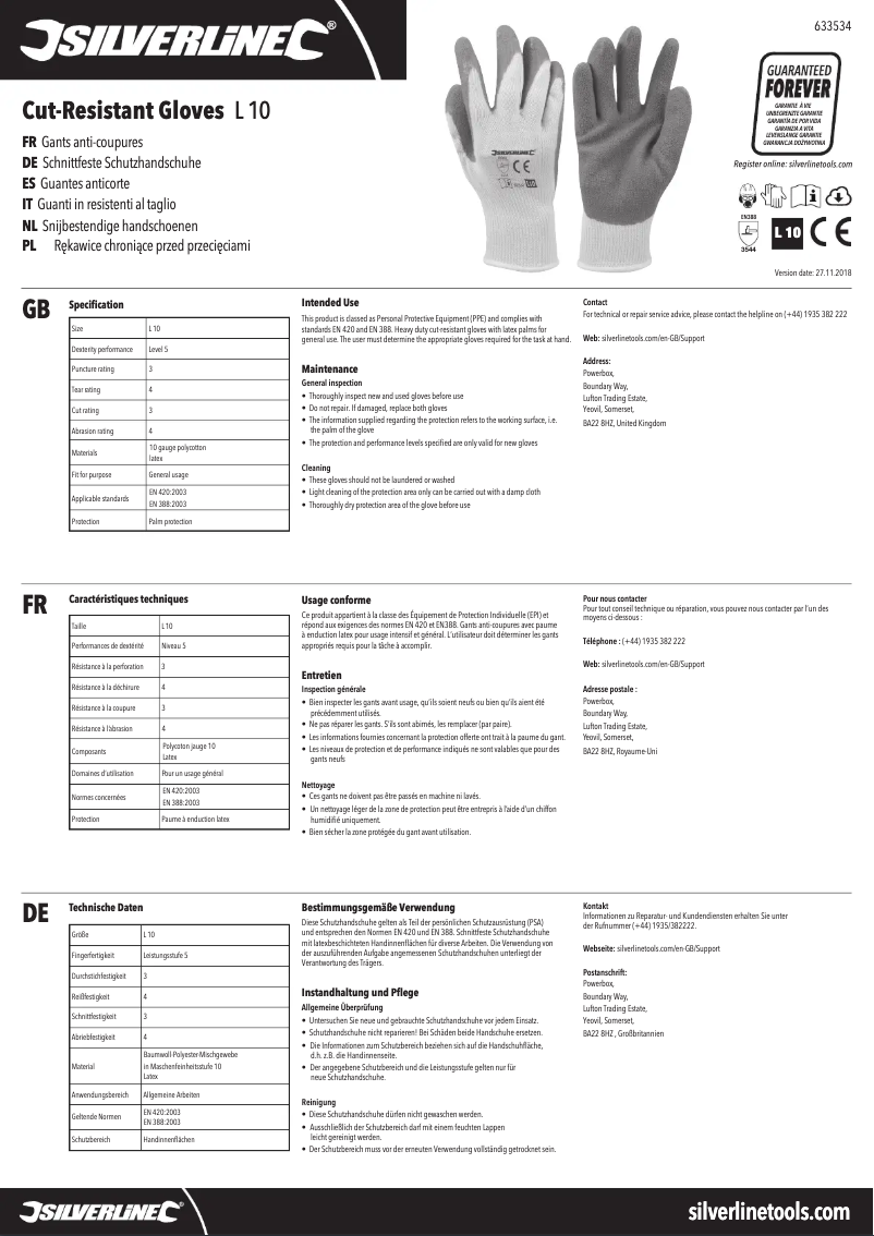 Page n°1 - Manuel utilisateur Silverline 633534