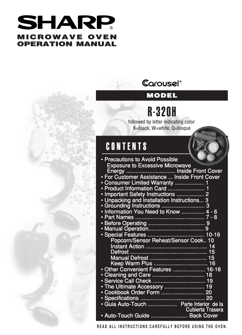 Page n°1 - Manuel utilisateur Sharp R-320HW