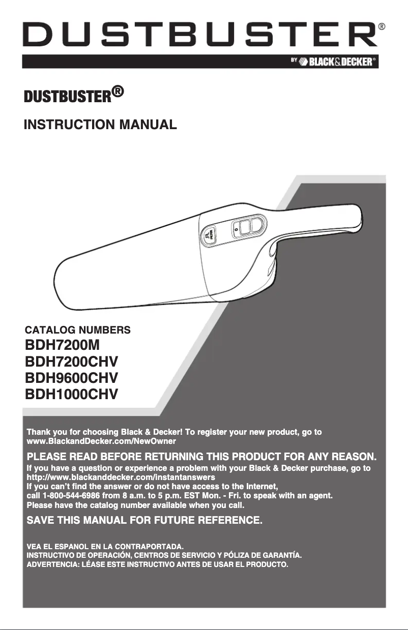 Page 1 de la notice Manuel utilisateur Black & Decker BDH9600CHV