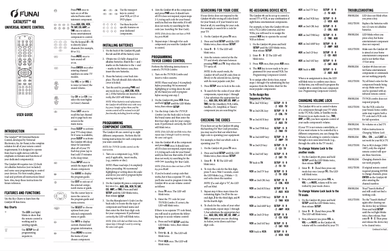 Page 1 de la notice Manuel utilisateur Funai Catalyst 48