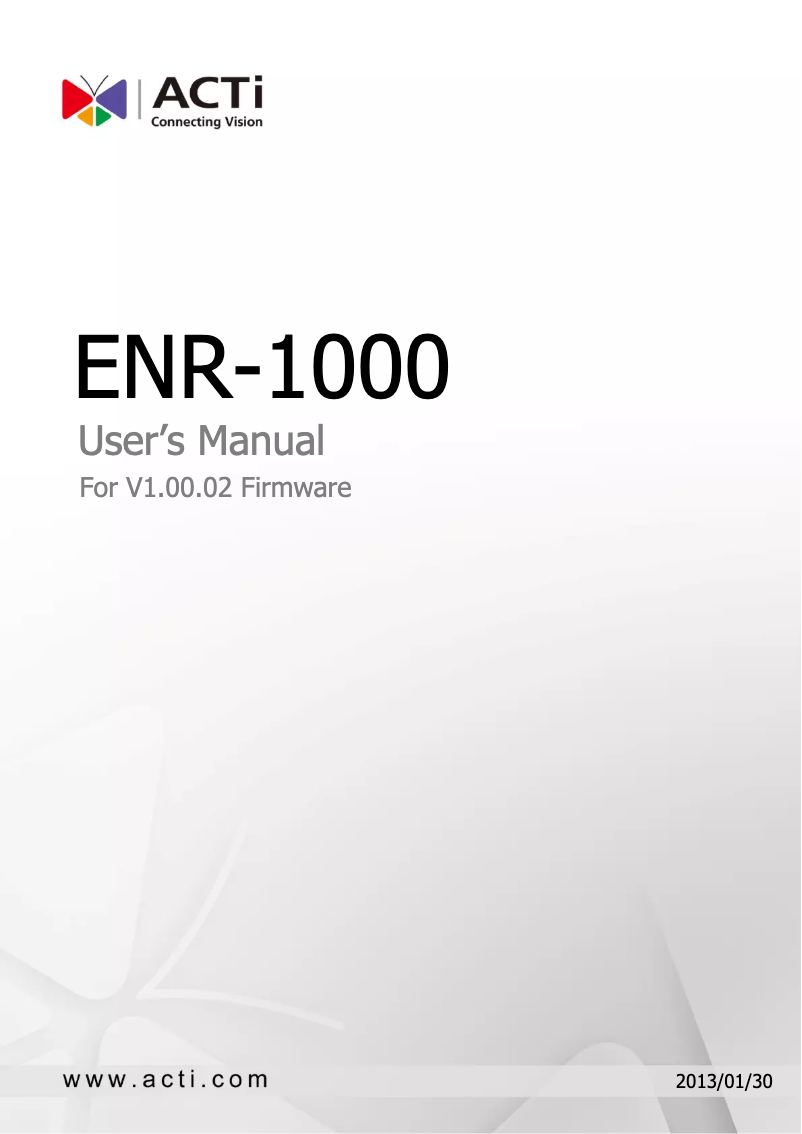 Page n°1 - Manuel utilisateur ACTi ENR-1000