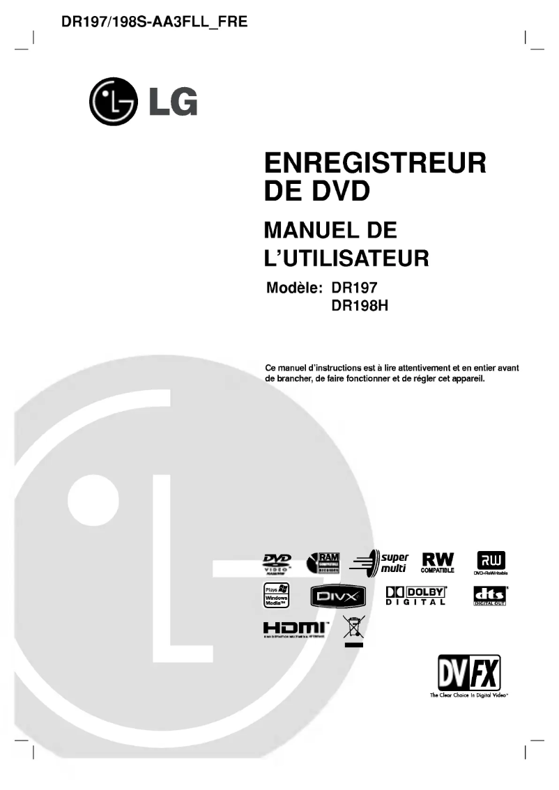 Page n°1 - Manuel utilisateur LG DR198S