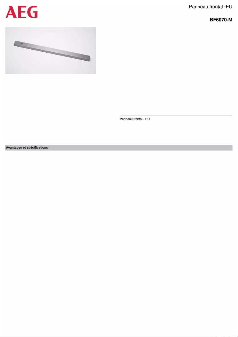 Page n°1 - Manuel utilisateur AEG BF6070-M