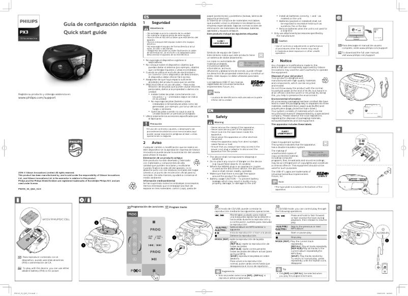 Page 1 de la notice Guide de démarrage rapide Philips PX3115G