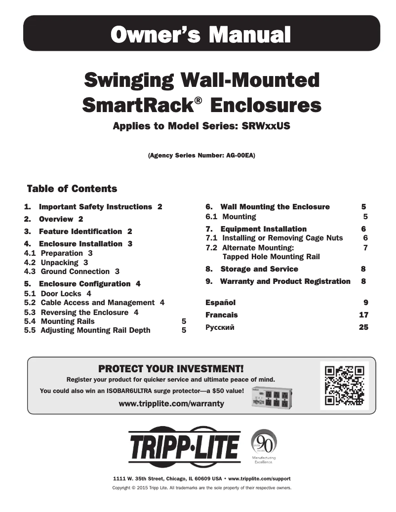 Page n°1 - Manuel utilisateur Tripp Lite SmartRack SRW12US