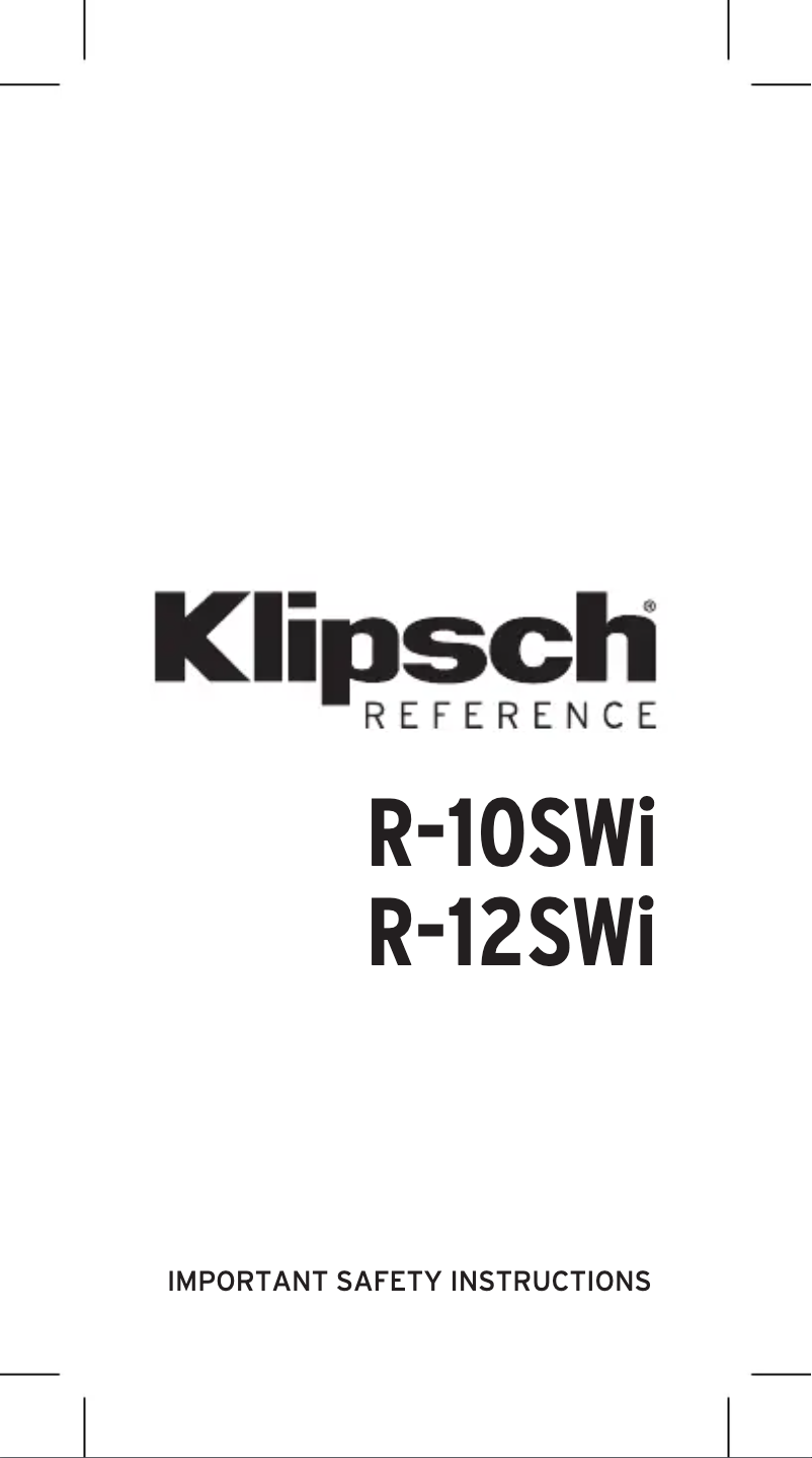 Page 1 de la notice Instructions de sécurité Klipsch R-12SWI