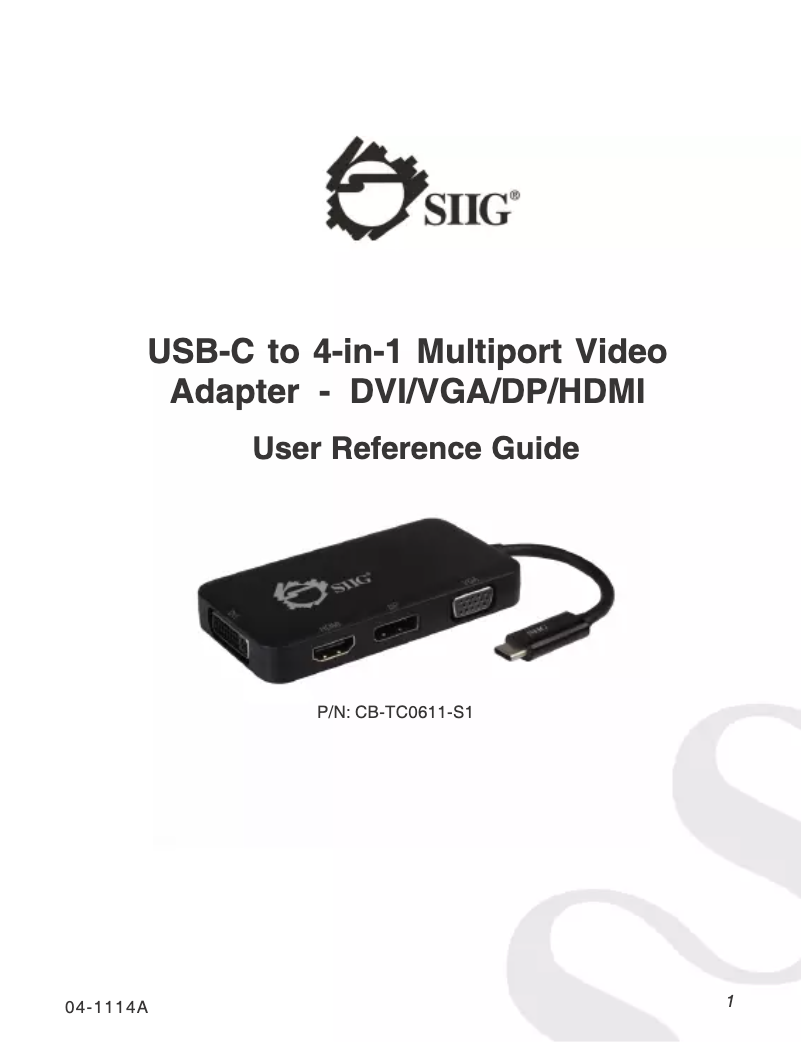 Page 1 de la notice Manuel utilisateur Siig CB-TC0611-S1