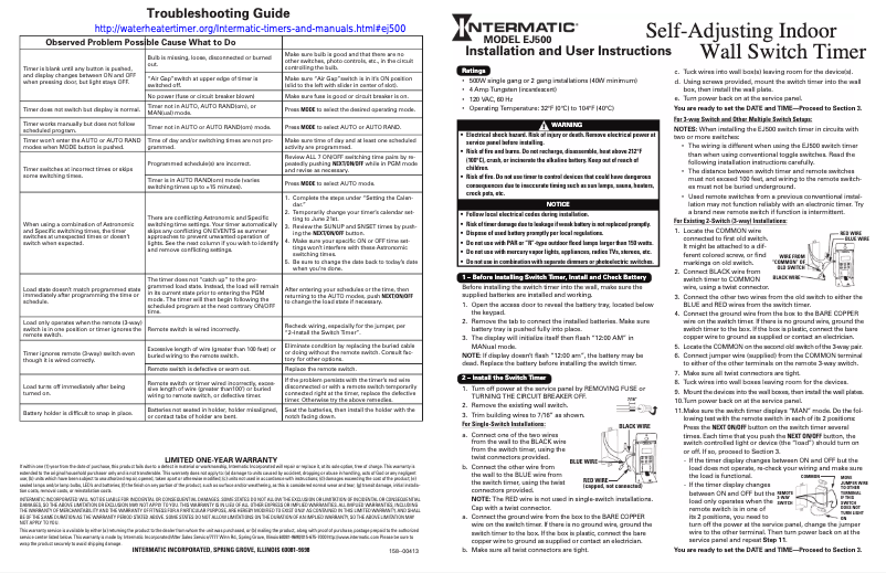 Page 1 de la notice Manuel utilisateur Intermatic EJ500