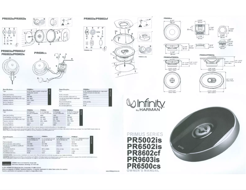 Page 1 de la notice Manuel utilisateur Infinity PR6500CS