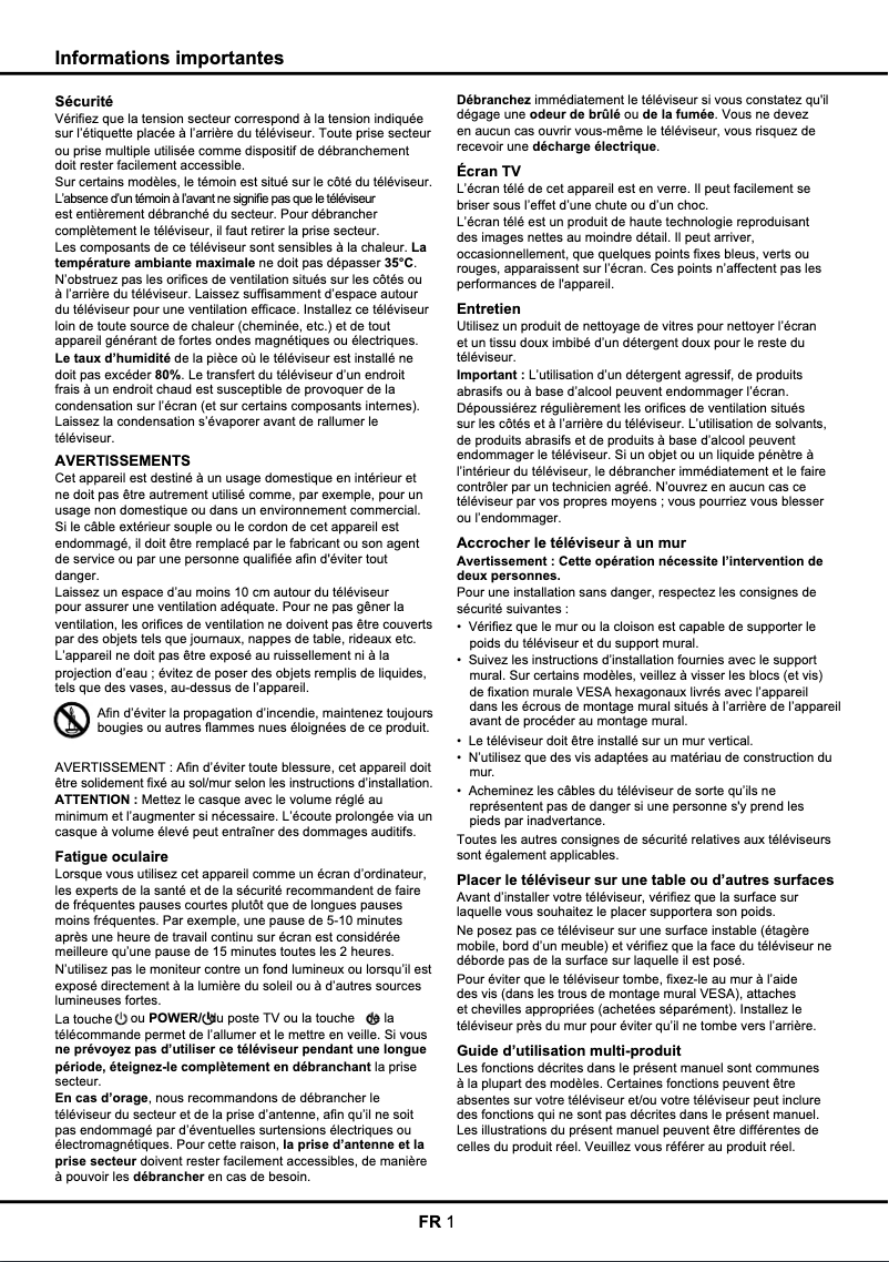 Page 1 de la notice Manuel utilisateur Thomson 32HA3103