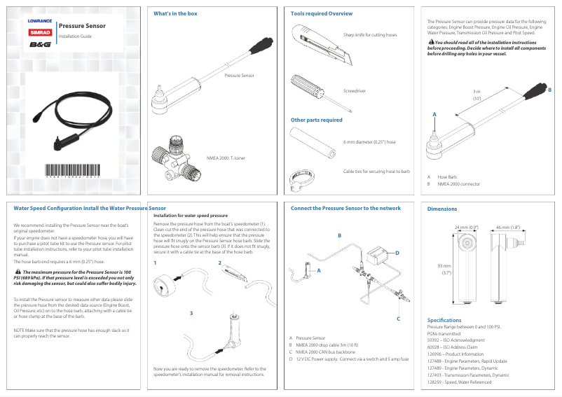 Page 1 de la notice Manuel utilisateur Simrad Pressure Sensor
