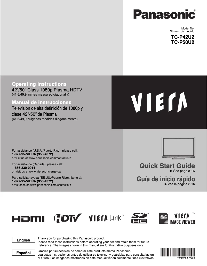 Page 1 de la notice Manuel utilisateur Panasonic Viera TC-P42U2