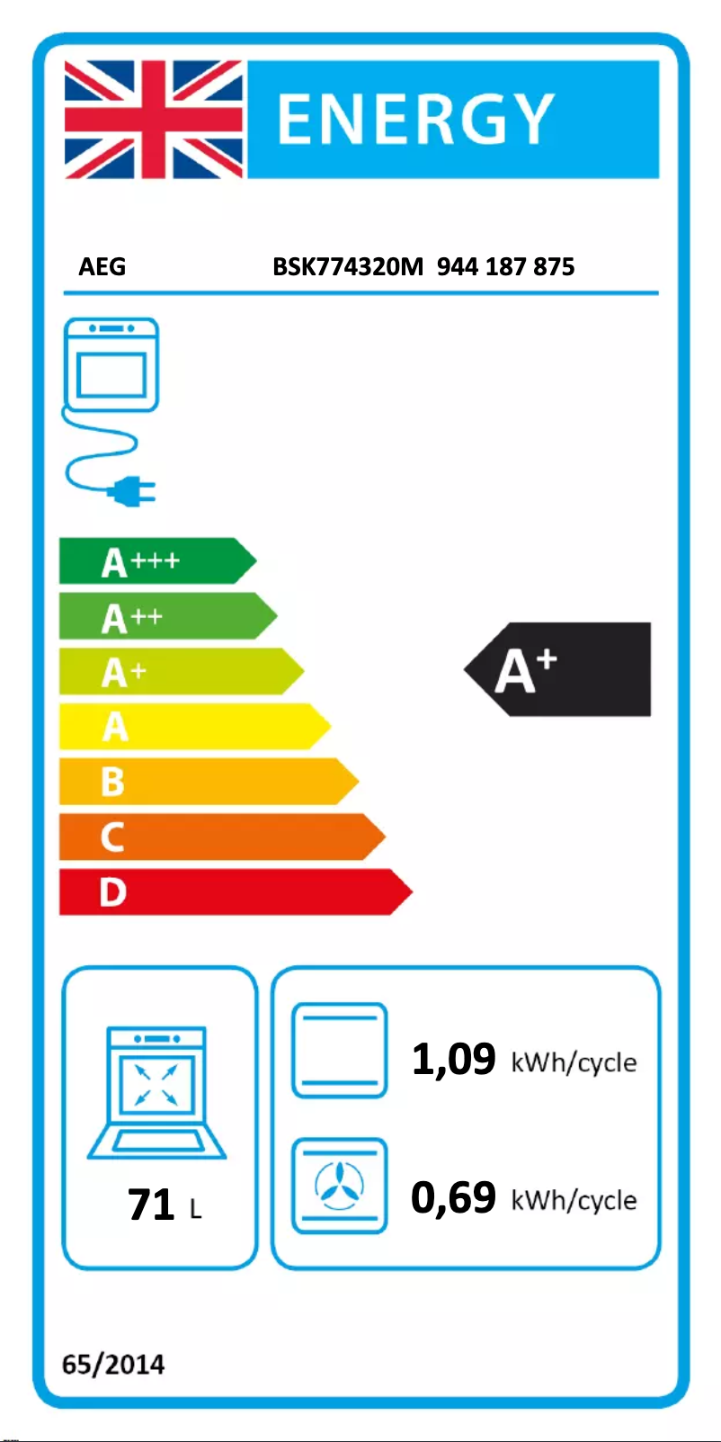 Page n°1 - Label énergétique AEG BSK774320M