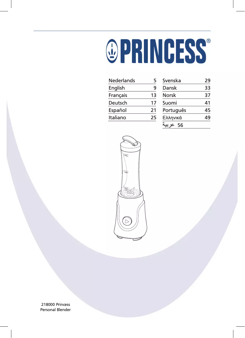 Page n°1 - Manuel utilisateur Princess Personal Blender 218000