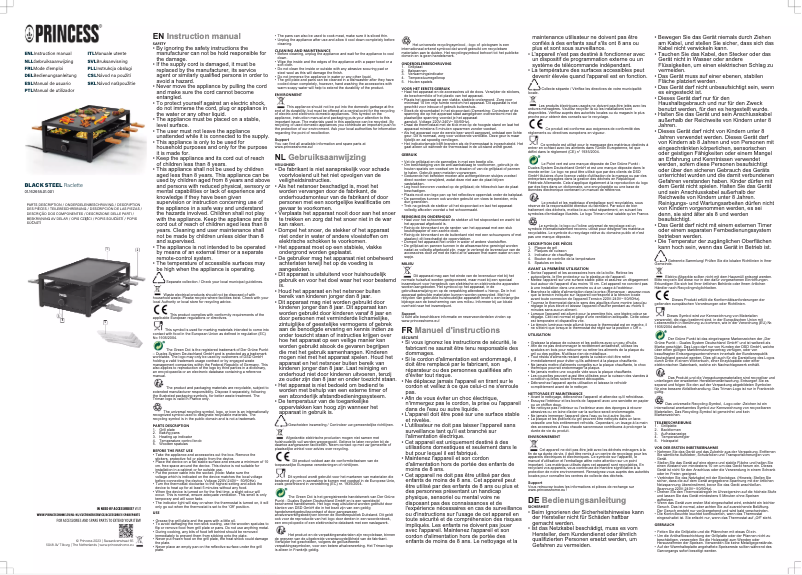 Image de la première page du manuel de l'appareil Black Steel Raclette 162655